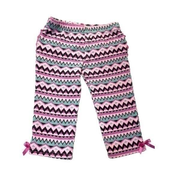 Pink Teal Pattern Leggings Pants Size 3-6 Months - Picture 1 of 5